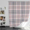 Light Pink Grey Checkered Pattern Shower Curtain