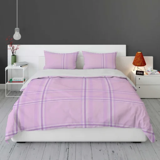 Light Purple Tartan Pattern Bedding Set 1