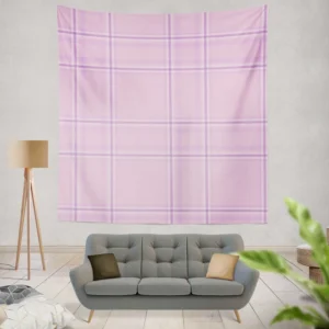 Light Purple Tartan Pattern Wall Tapestry