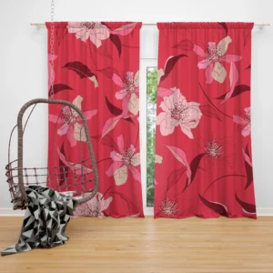 Lily Floral Red Salsa Background Curtain