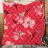 Lily Floral Red Salsa Background Quilt Blanket