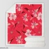 Lily Floral Red Salsa Background Sherpa Fleece Blanket