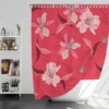 Lily Floral Red Salsa Background Shower Curtain