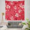 Lily Floral Red Salsa Background Wall Tapestry