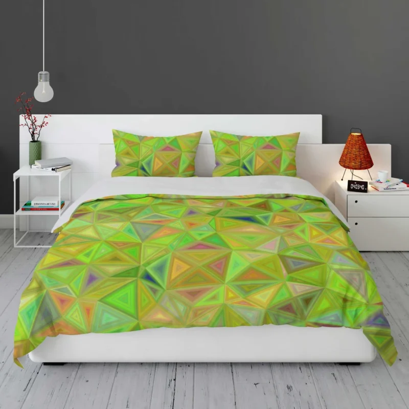 Lime Color Triangle Mosaic Bedding Set 1