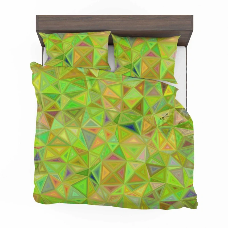 Lime Color Triangle Mosaic Bedding Set 2