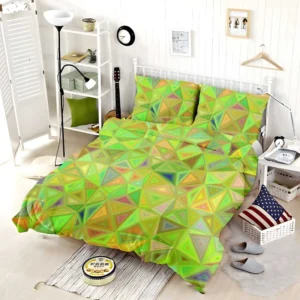 Lime Color Triangle Mosaic Bedding Set