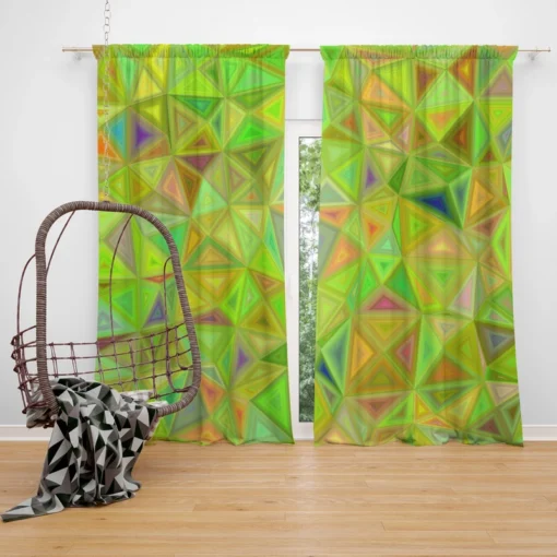 Lime Color Triangle Mosaic Curtain