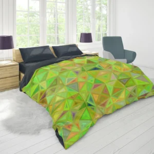 Lime Color Triangle Mosaic Duvet Cover 1