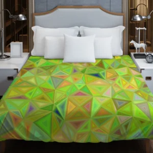 Lime Color Triangle Mosaic Duvet Cover