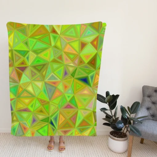 Lime Color Triangle Mosaic Fleece Blanket