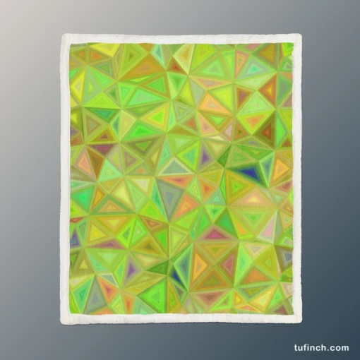 Lime Color Triangle Mosaic Sherpa Fleece Blanket 1