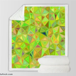 Lime Color Triangle Mosaic Sherpa Fleece Blanket