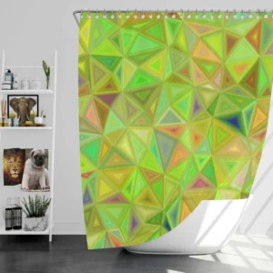 Lime Color Triangle Mosaic Shower Curtain