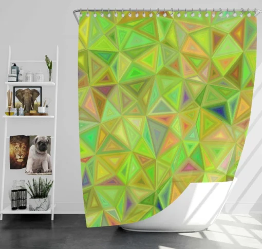 Lime Color Triangle Mosaic Shower Curtain