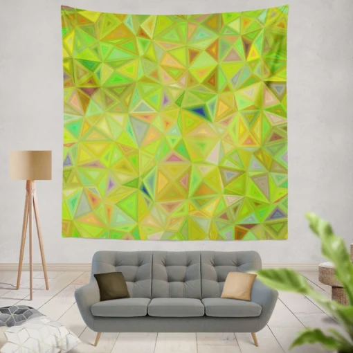 Lime Color Triangle Mosaic Wall Tapestry