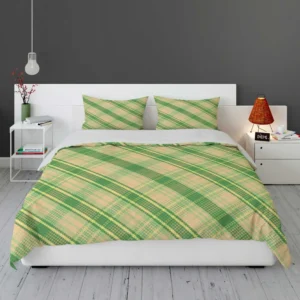 Lime Green Tartan Plaid Check Pattern Bedding Set 1