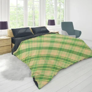 Lime Green Tartan Plaid Check Pattern Duvet Cover 1