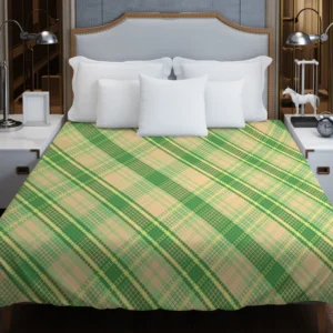 Lime Green Tartan Plaid Check Pattern Duvet Cover