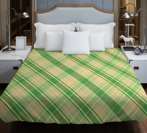 Lime Green Tartan Plaid Check Pattern Duvet Cover