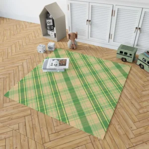 Lime Green Tartan Plaid Check Pattern Rug 1