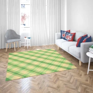 Lime Green Tartan Plaid Check Pattern Rug 2