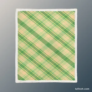 Lime Green Tartan Plaid Check Pattern Sherpa Fleece Blanket 1