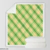 Lime Green Tartan Plaid Check Pattern Sherpa Fleece Blanket