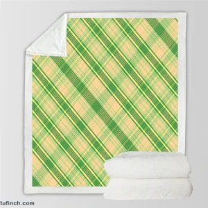 Lime Green Tartan Plaid Check Pattern Sherpa Fleece Blanket