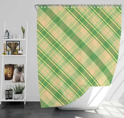 Lime Green Tartan Plaid Check Pattern Shower Curtain