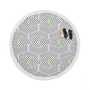 Linear Abstract Lines Pattern Round Beach Towel