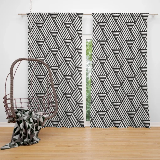 Linear Flat Abstract Lines Pattern Curtain