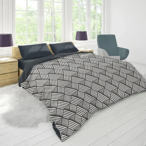 Linear Flat Abstract Lines Pattern Duvet Cover 1