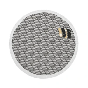 Linear Flat Abstract Lines Pattern Round Beach Towel