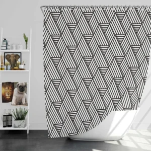 Linear Flat Abstract Lines Pattern Shower Curtain