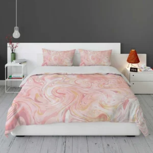 Liquid Pink Marble Effect Bedding Set 1