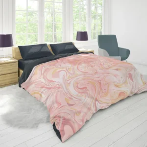 Liquid Pink Marble Effect Duvet Cover 1