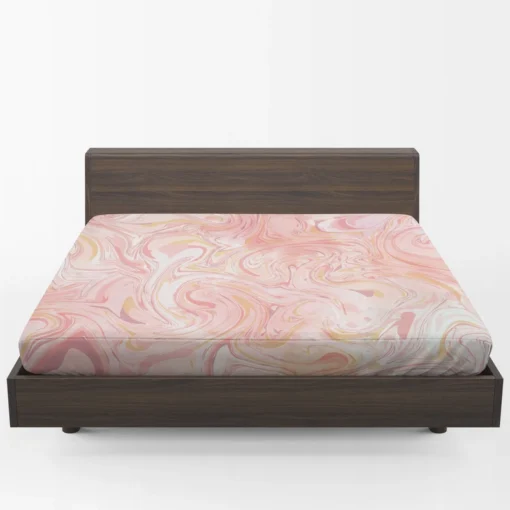 Liquid Pink Marble Effect Fitted Sheet 1