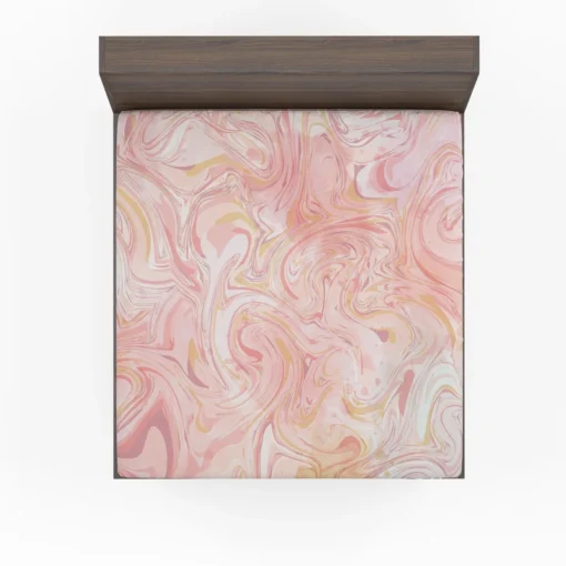 Liquid Pink Marble Effect Fitted Sheet