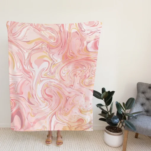 Liquid Pink Marble Effect Fleece Blanket