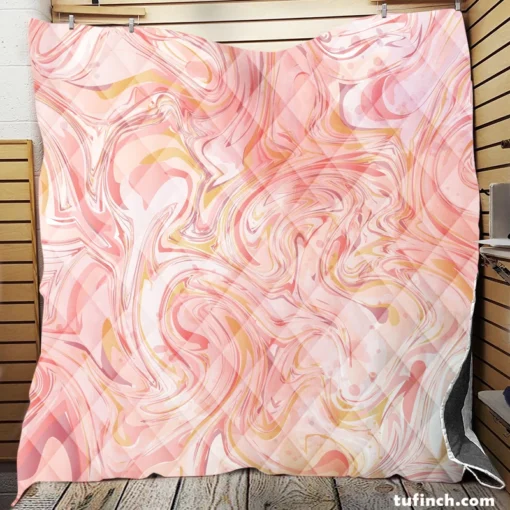 Liquid Pink Marble Effect Quilt Blanket