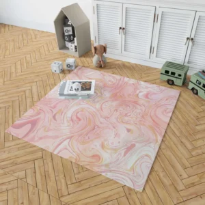 Liquid Pink Marble Effect Rug 1