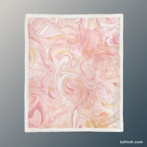 Liquid Pink Marble Effect Sherpa Fleece Blanket 1