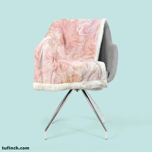 Liquid Pink Marble Effect Sherpa Fleece Blanket 2