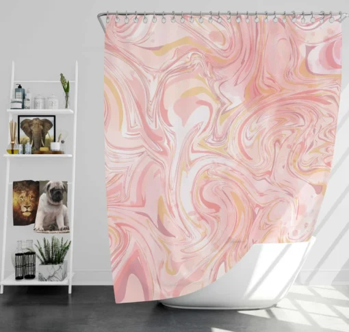 Liquid Pink Marble Effect Shower Curtain