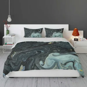 Liquid Texture Black & Gray Glitter Bedding Set 1