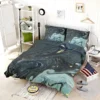 Liquid Texture Black & Gray Glitter Bedding Set