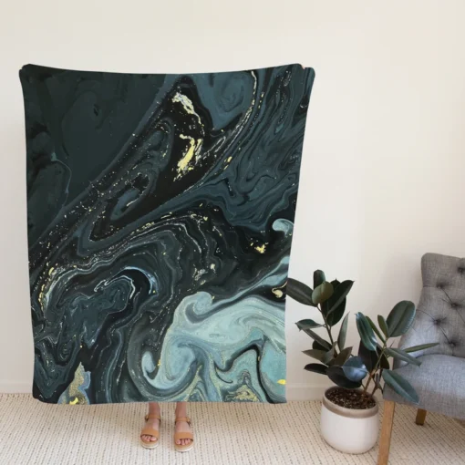 Liquid Texture Black & Gray Glitter Fleece Blanket