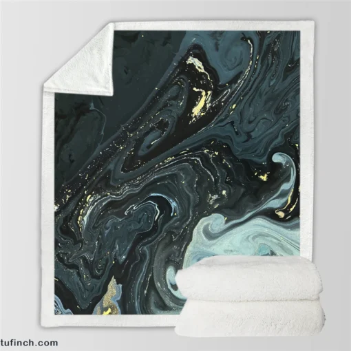 Liquid Texture Black & Gray Glitter Sherpa Fleece Blanket