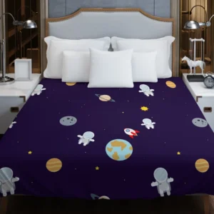 Little Astronauts Space Life Duvet Cover